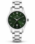Diamond Blue Silver Green Dial Men's Watch – front product view | Trezora Watches