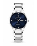 Florence Silver Blue Day-Date Men's Watch – front product view | Trezora Watches