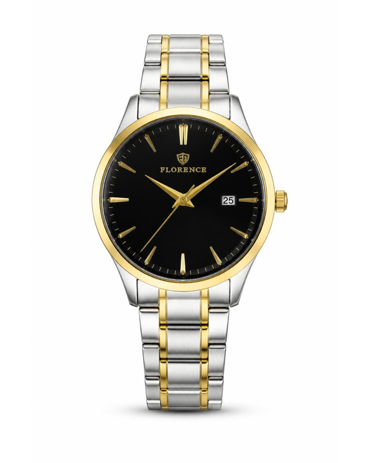 Florence Two-Tone Gold Black Men's Watch – front product view | Trezora Watches