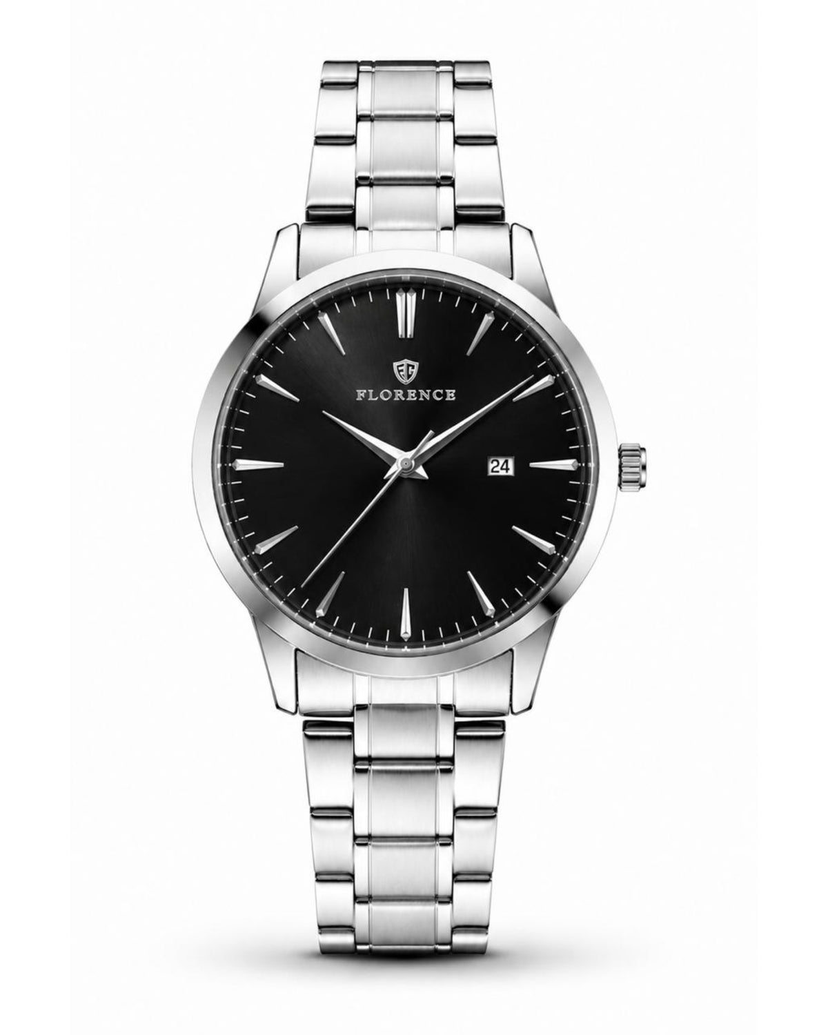Florence Silver Black Men's Watch – front product view | Trezora Watches