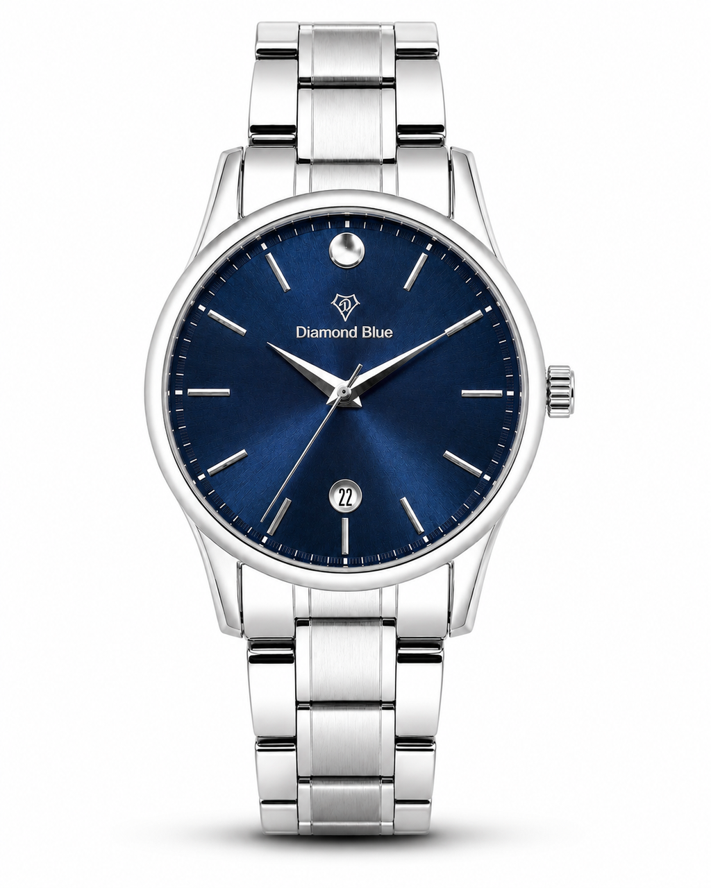 Diamond Blue Silver Blue Dial Men's Watch – front product view | Trezora Watches