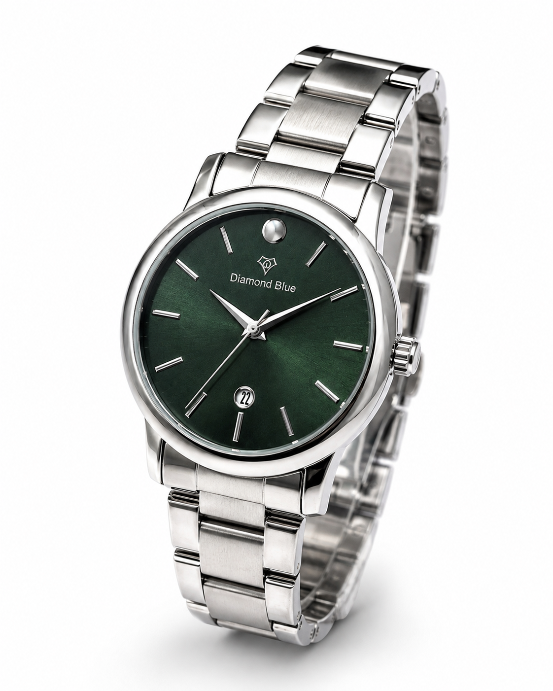 Diamond Blue Silver Green Dial Men's Watch – additional product detail view 4 | Trezora Watches