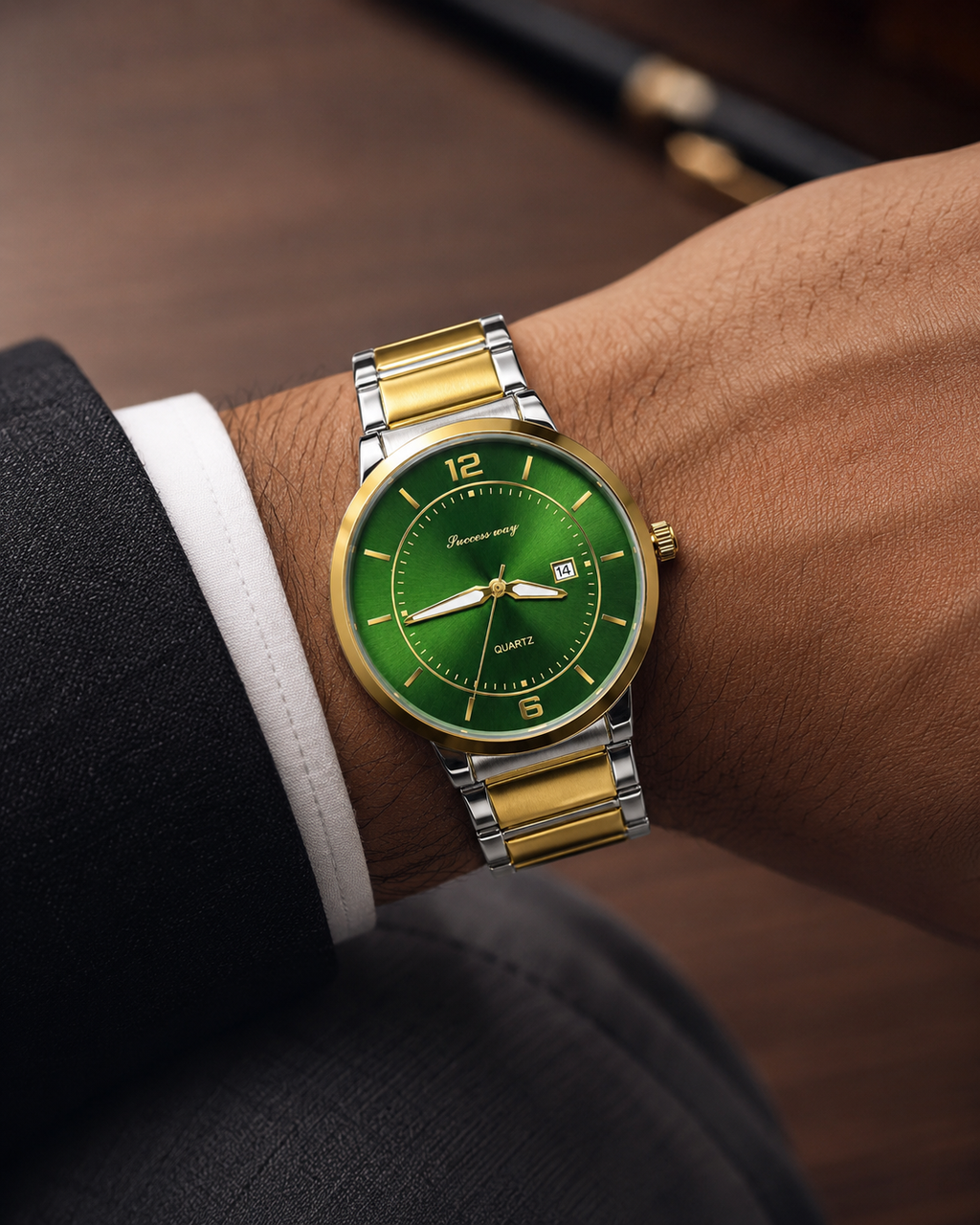Success Way Two-Tone Green Dial Men's Watch – additional product detail view 2 | Trezora Watches