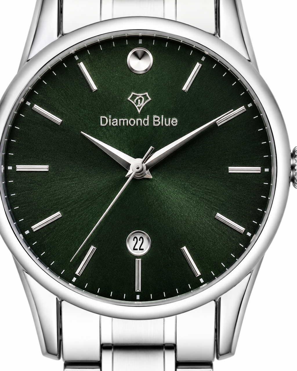 Diamond Blue Silver Green Dial Men's Watch – additional product detail view 3 | Trezora Watches