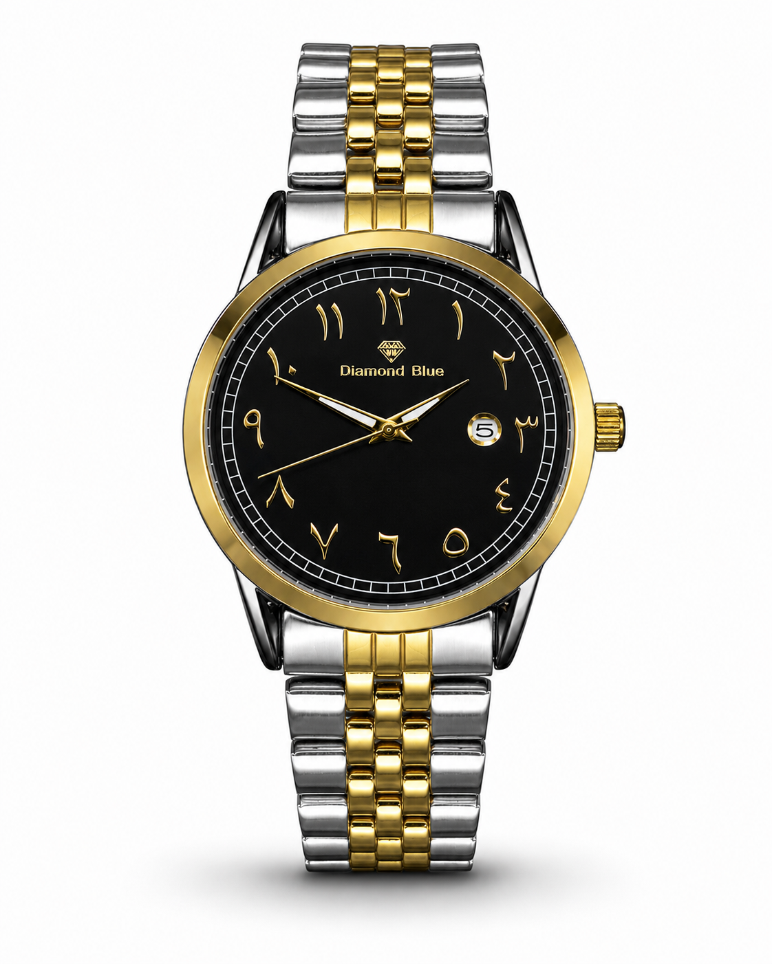Diamond Blue Two-Tone Black Dial Men's Watch – front product view | Trezora Watches