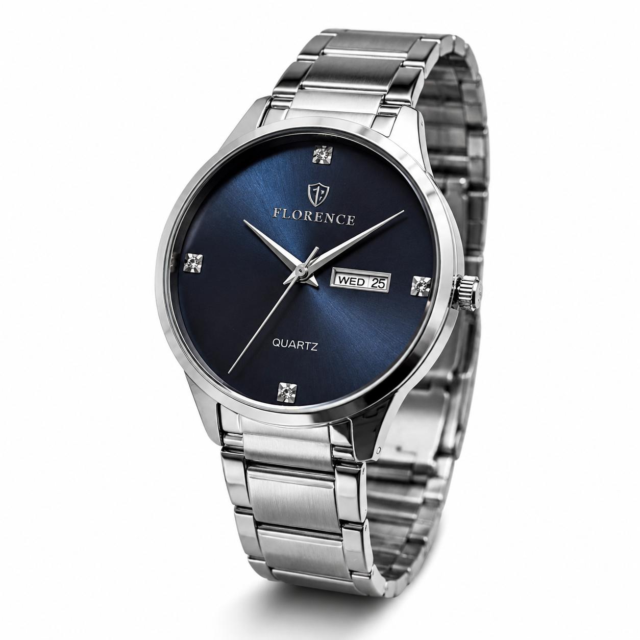 Florence Prestige Silver Blue | Day-Date | 42 mm