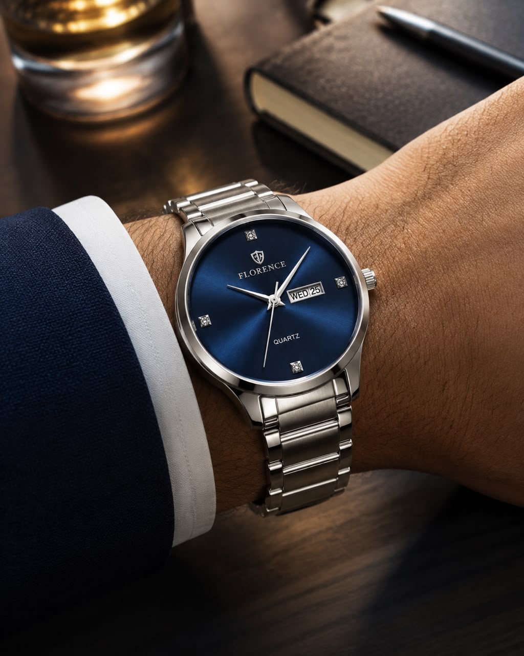 Florence Prestige Silver Blue | Day-Date | 42 mm