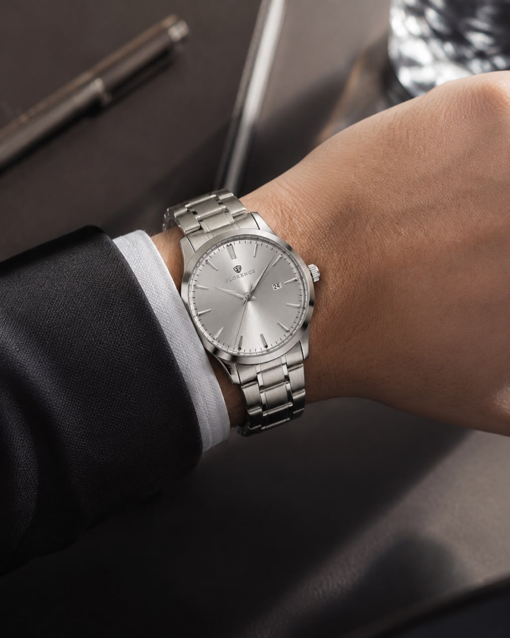 Florence Executive Silver Black | 42 mm
