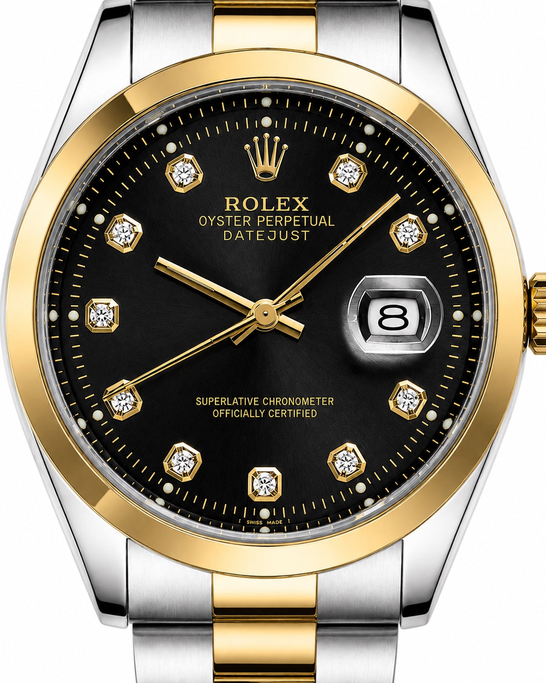 Two-tone black dial automatic men's watch close-up